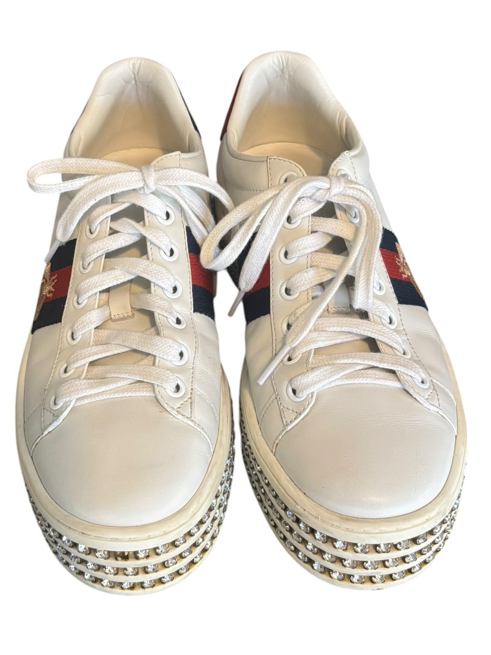Gucci Ace Bee Platform Crystal Sneakers - Picture 5 of 10